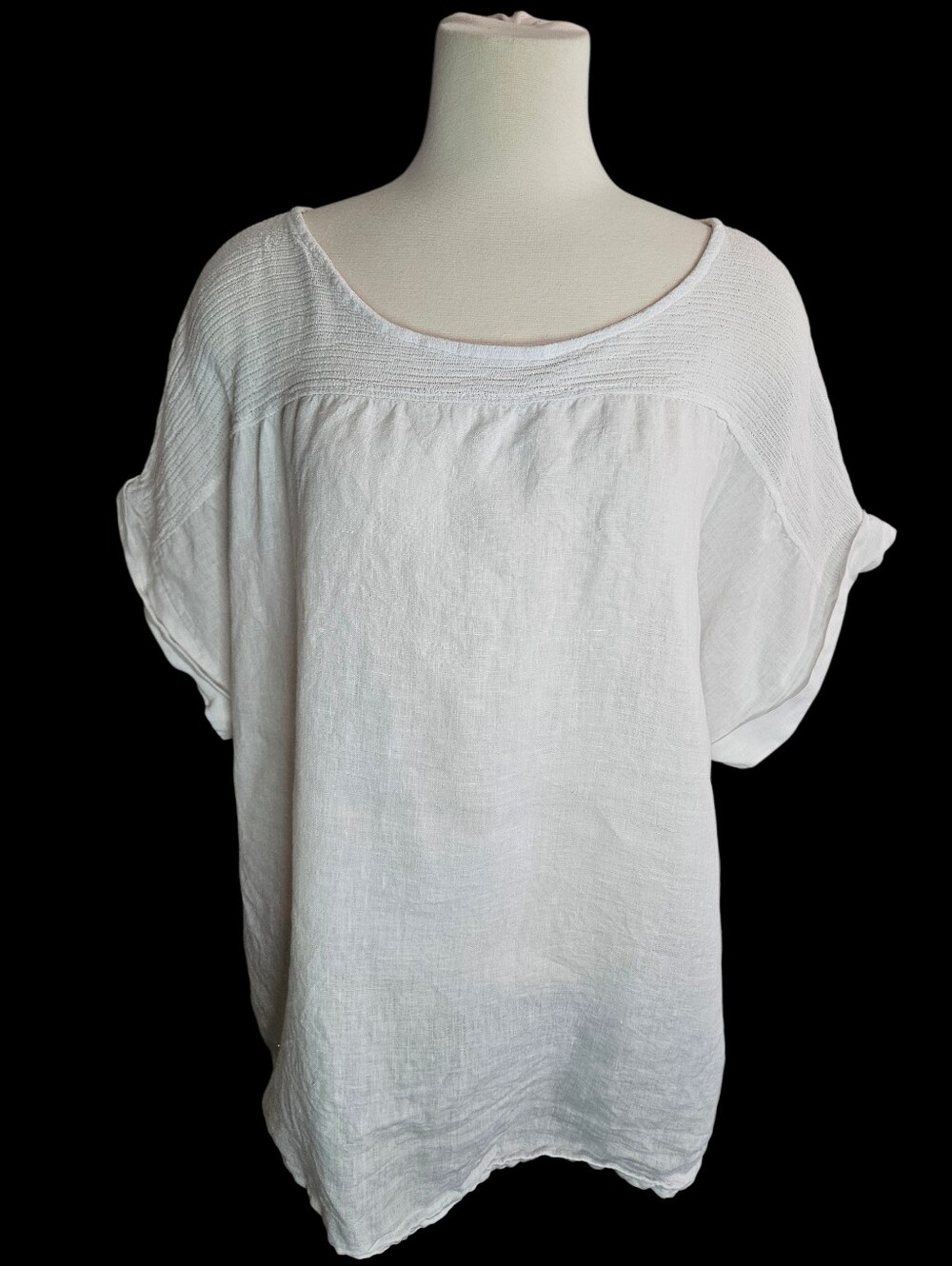 Lungo L'Arno 2X White 100% Linen Women’s Top. Made In Italy